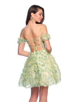 Dave and Johnny Short Green Print Hoco Dress 11767