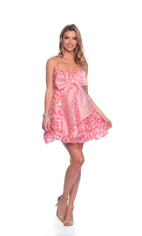 Dave and Johnny Short Pink Ruffle Hoco Dress 11769