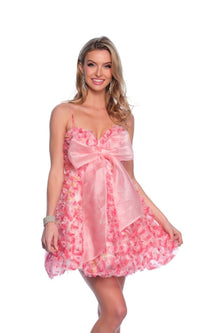 Dave and Johnny Short Pink Ruffle Hoco Dress 11769