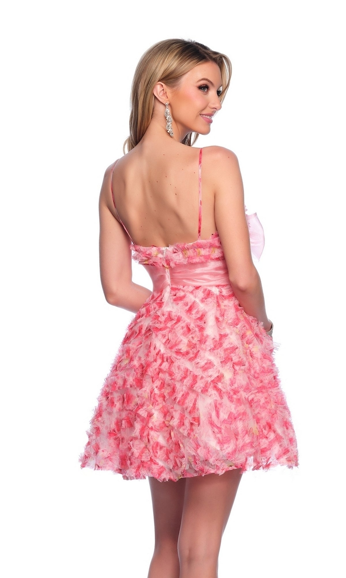 Dave and Johnny Short Pink Ruffle Hoco Dress 11769