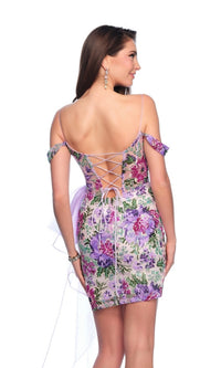 Dave & Johnny Purple Print Hoco Dress 11770