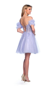 Dave & Johnny Feather Short Hoco Dress 11775