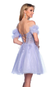 Dave & Johnny Feather Short Hoco Dress 11775