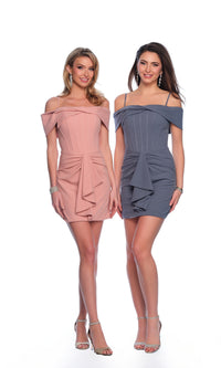 Dave & Johnny Front-Drape Short Hoco Dress 11807