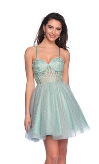 Dave & Johnny Short Glitter Hoco Dress 11808