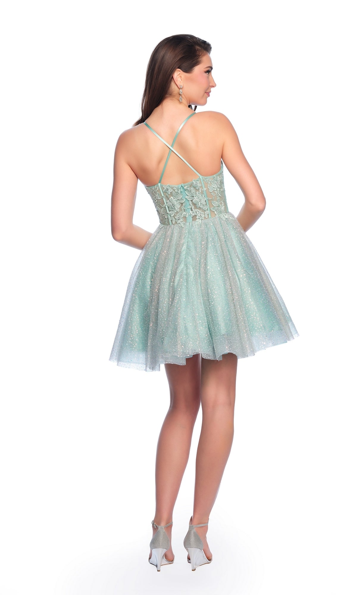 Dave & Johnny Short Glitter Hoco Dress 11808