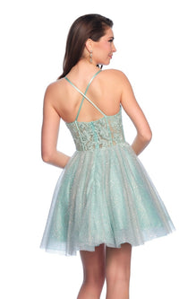 Dave & Johnny Short Glitter Hoco Dress 11808