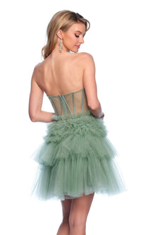 Dave & Johnny Short Green Ruffle Hoco Dress 11826