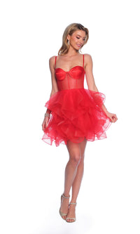 Dave & Johnny Short Red Ruffle Hoco Dress 11827