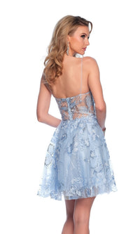 Dave & Johnny Short Blue Floral Hoco Dress 11828