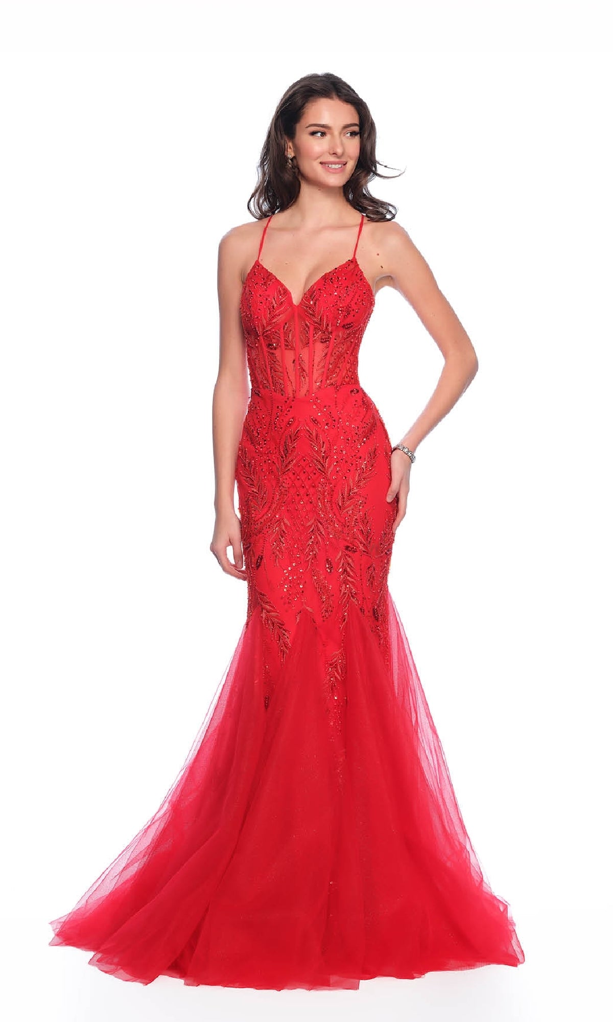 Red Mermaid Prom Dress: Dave & Johnny 11837