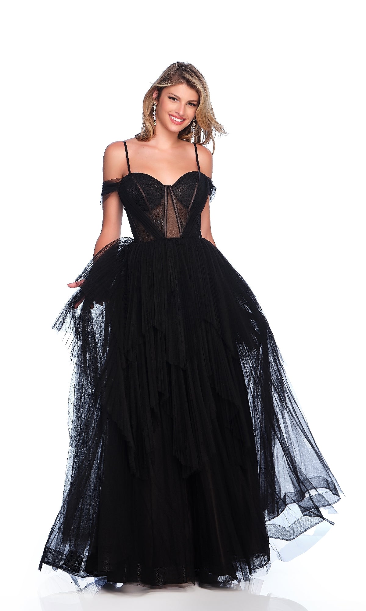 Sheer-Corset Prom Ball Gown: Dave & Johnny 11854