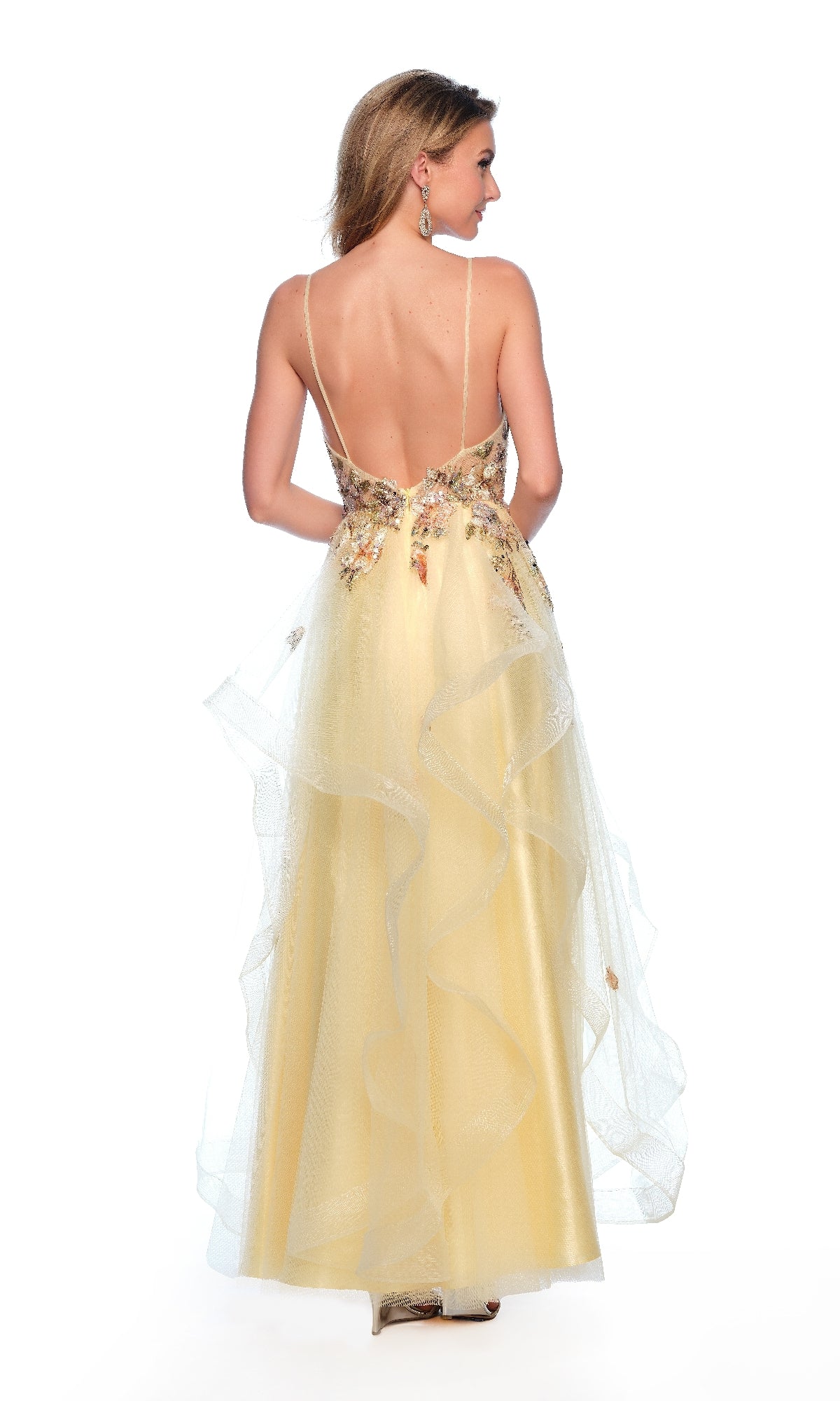 Long Yellow Prom Dress: Dave & Johnny 11859