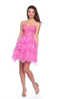 Dave & Johnny Short Glitter Hoco Dress 11878