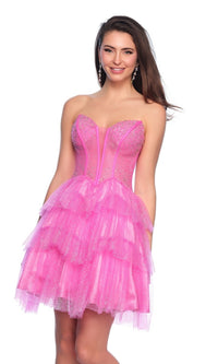 Dave & Johnny Short Glitter Hoco Dress 11878