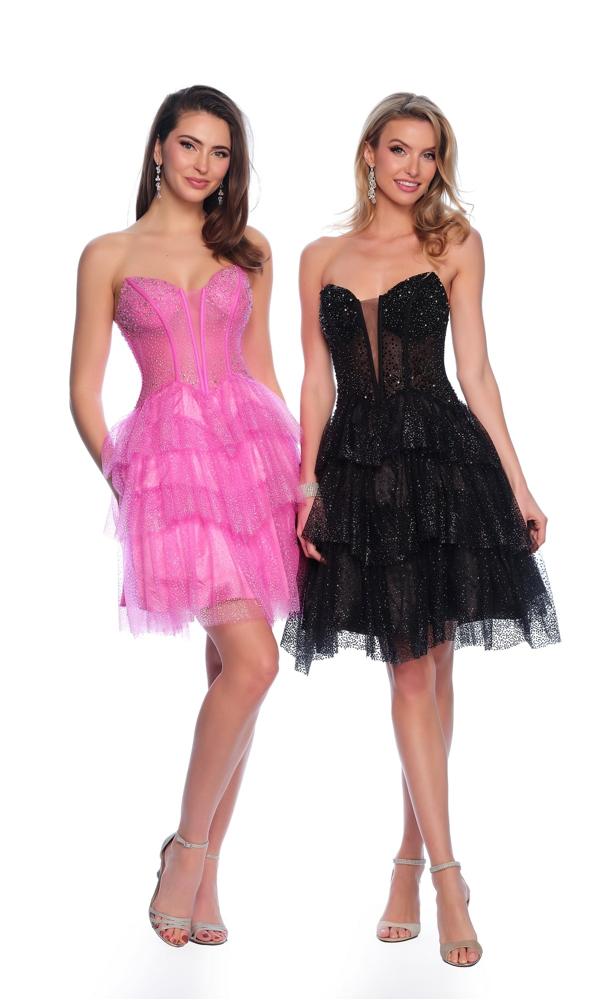 Dave & Johnny Short Glitter Hoco Dress 11878