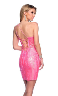 Dave & Johnny Short Pink Sequin Hoco Dress 11889