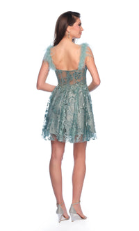 Dave & Johnny Short Green Sequin Hoco Dress 11908