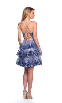 Dave & Johnny Sequin Blue Homecoming Dress 11961