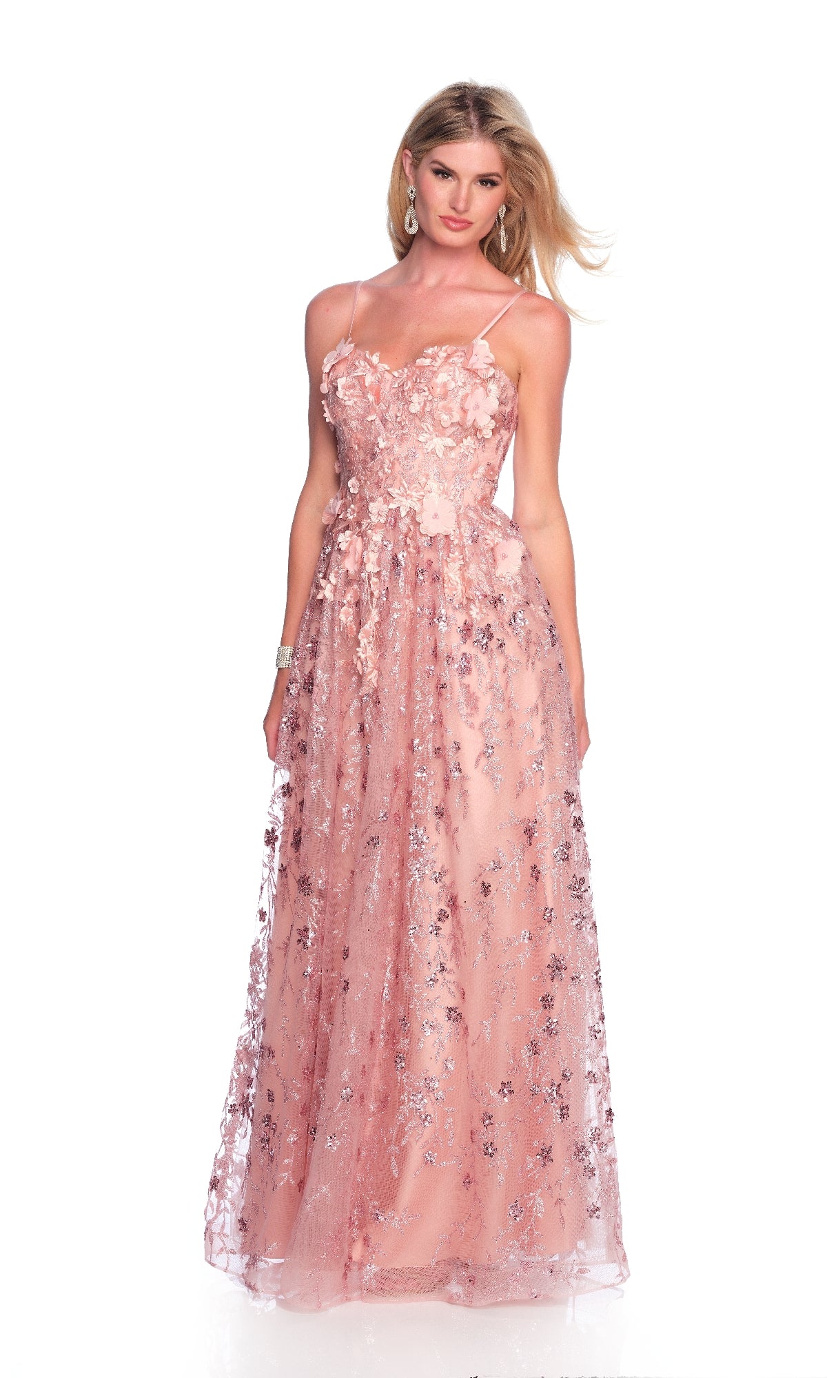 Long Pink Prom Dress: Dave & Johnny 11998