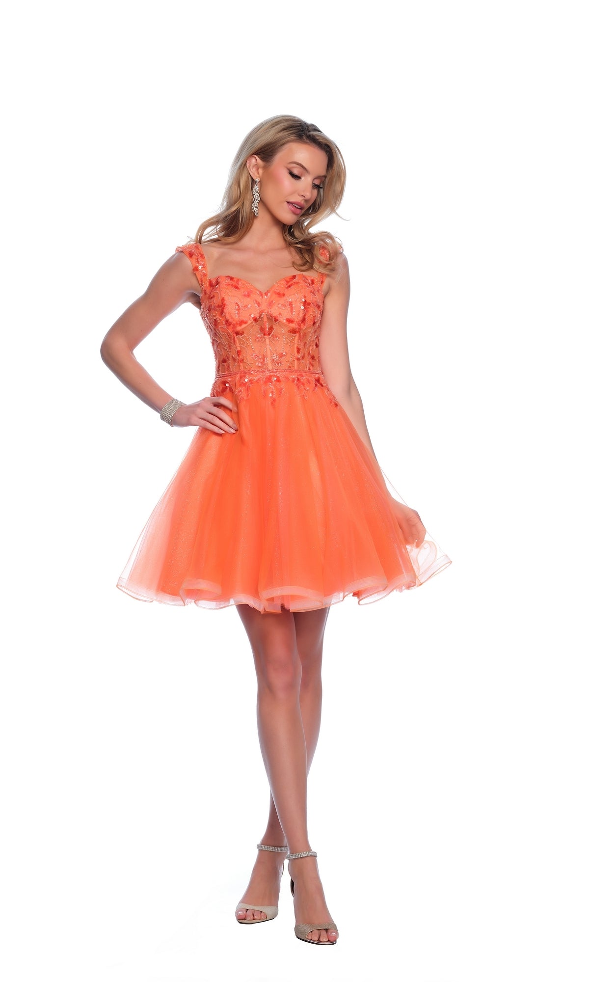 Dave & Johnny Orange Homecoming Dress 12038