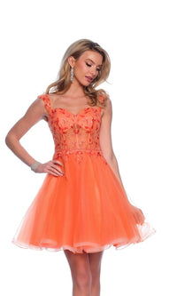 Dave & Johnny Orange Homecoming Dress 12038