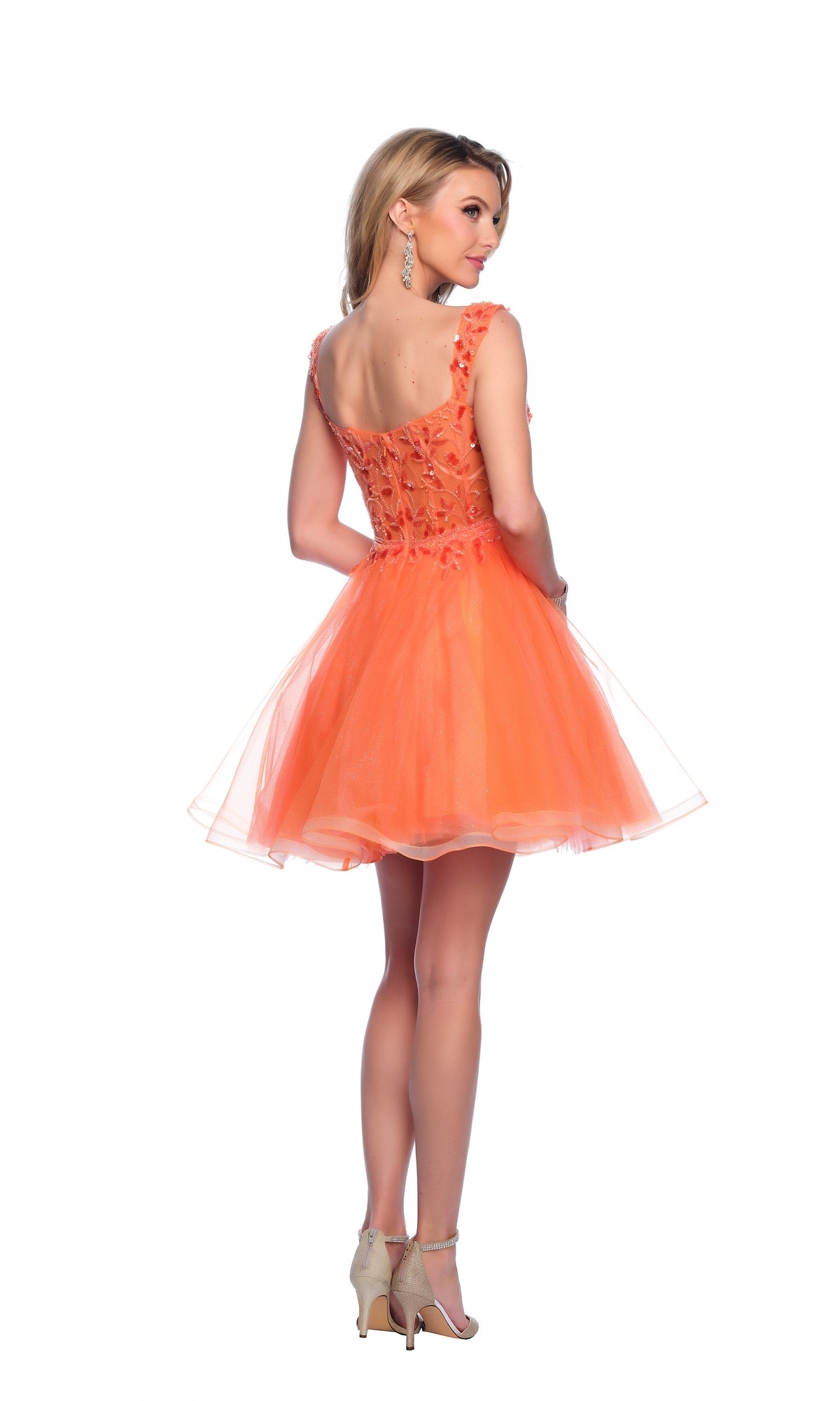 Dave & Johnny Orange Homecoming Dress 12038