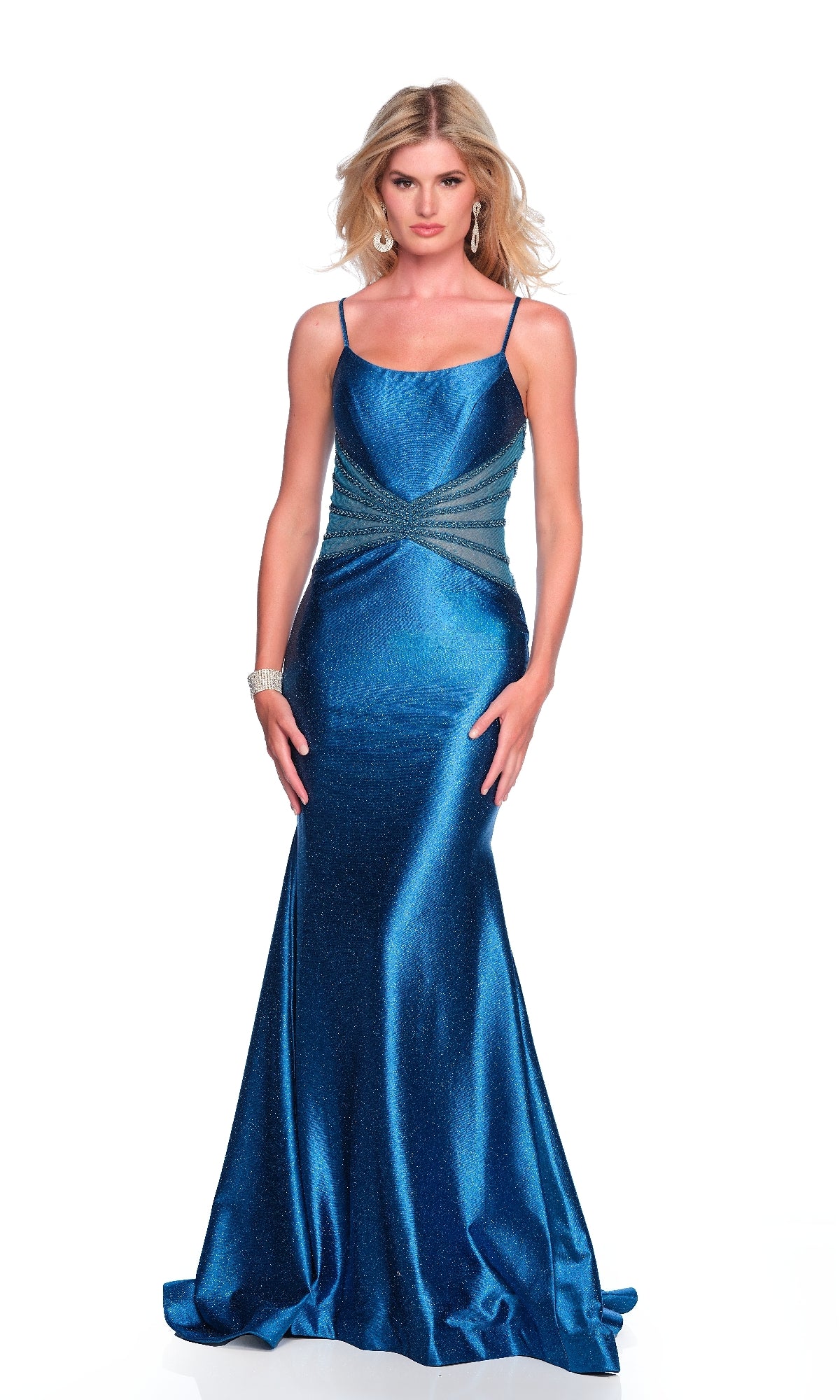 Teal Blue Glitter Prom Dress: Dave & Johnny 12042