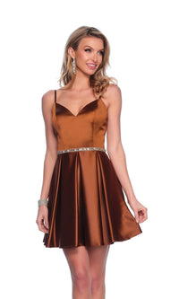 Dave & Johnny Bronze Brown Homecoming Dress 12066