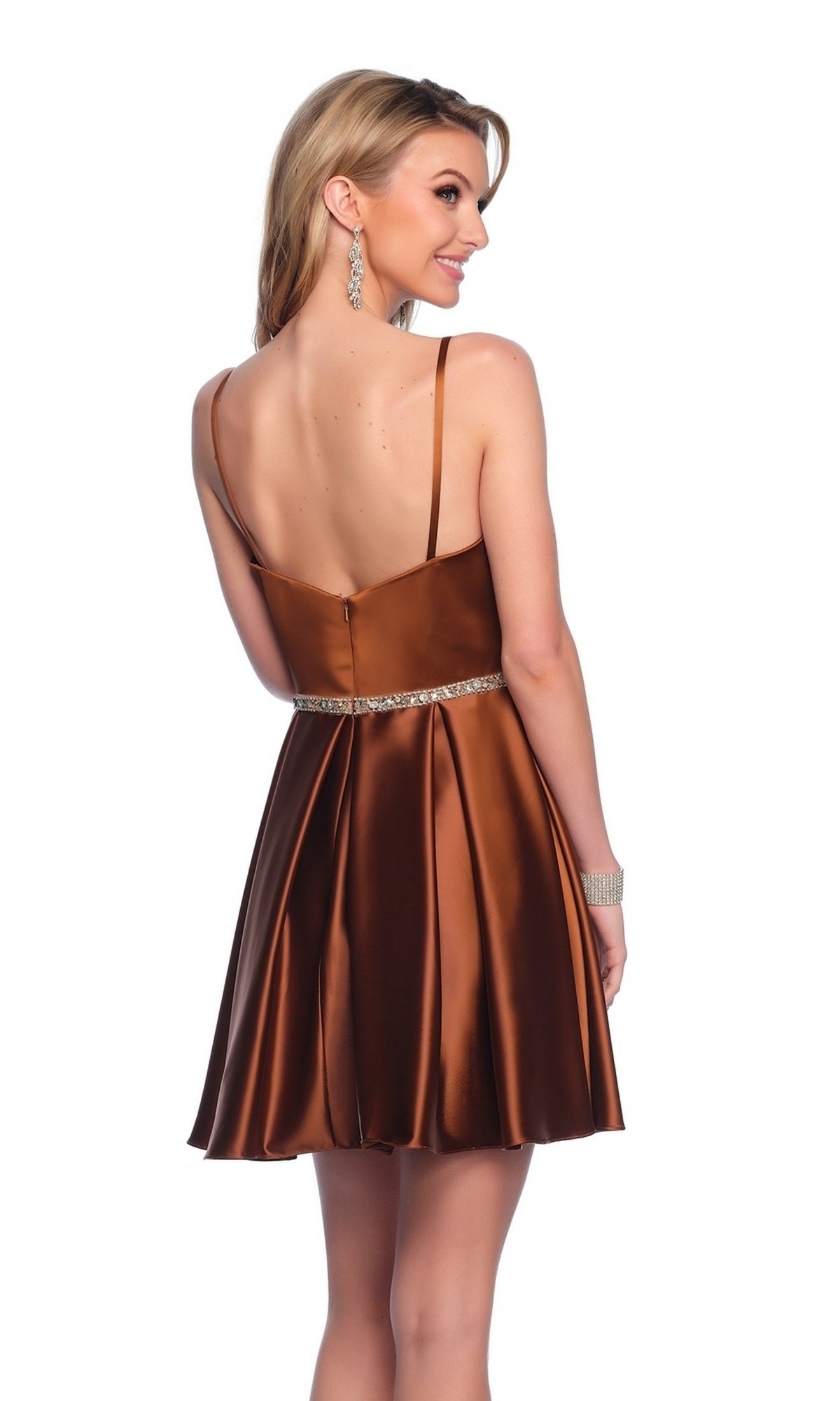 Dave & Johnny Bronze Brown Homecoming Dress 12066