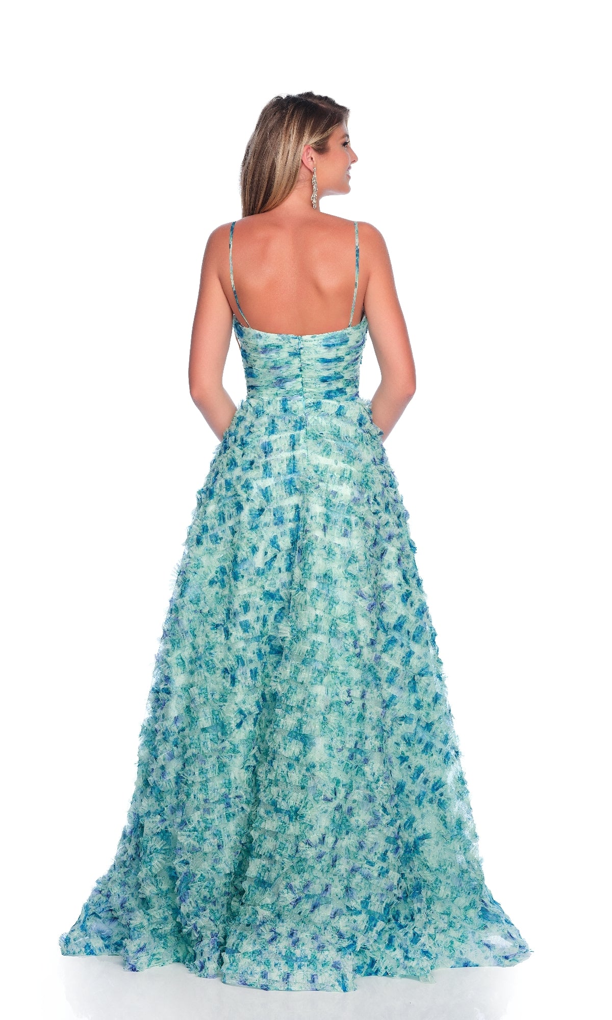 Green Print Prom Ball Gown: Dave & Johnny 12094