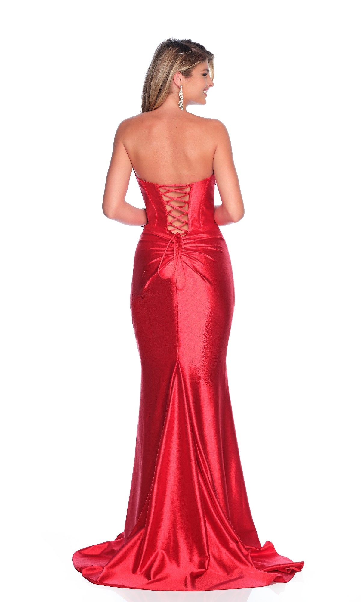 Strapless Red Prom Dress: Dave & Johnny 12099