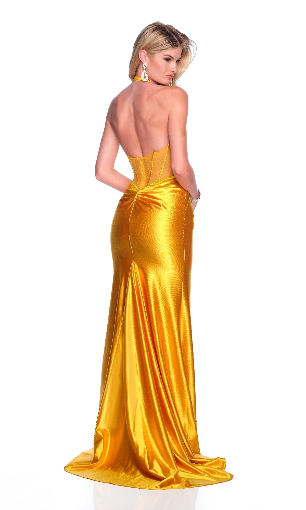 Long Yellow Prom Dress: Dave & Johnny 12133