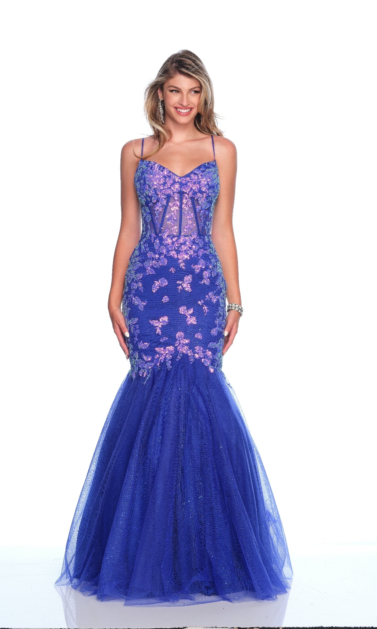 Blue Mermaid Prom Dress: Dave & Johnny 12134