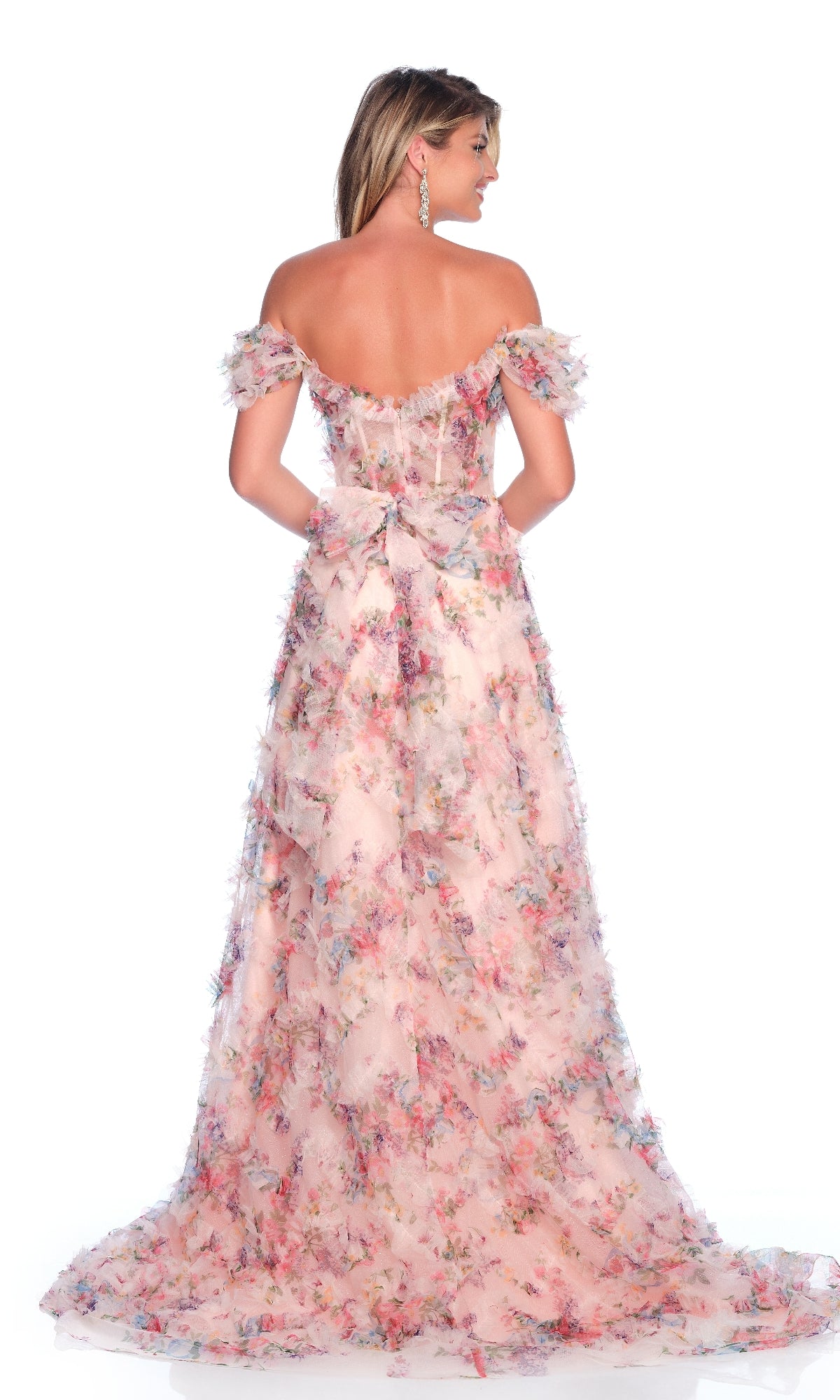 Pink Floral Prom Dress: Dave & Johnny 12210