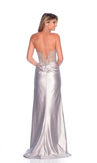 Long Silver Prom Dress: Dave & Johnny 12239