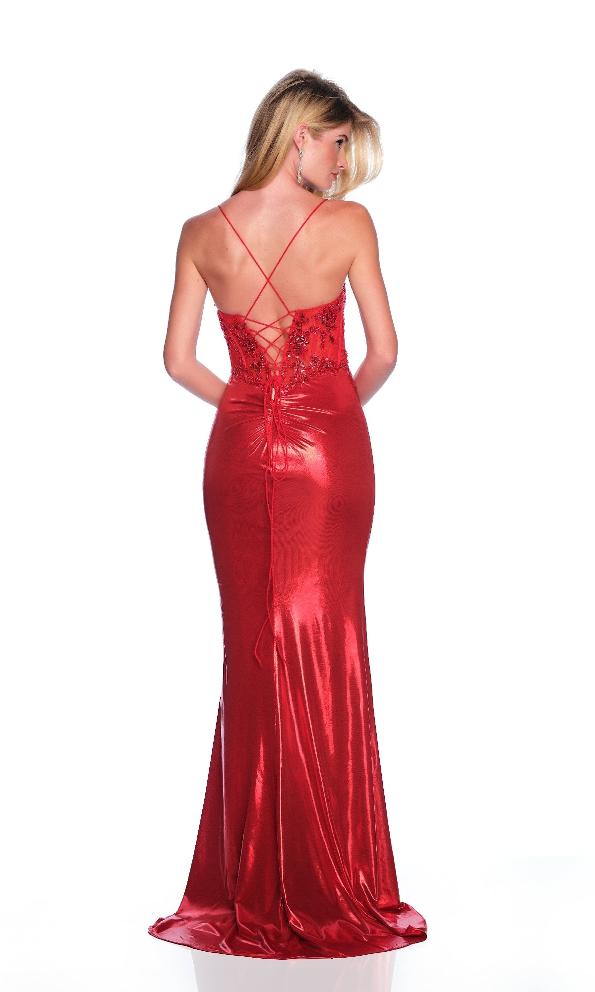 Red Corset Prom Dress: Dave & Johnny 12240