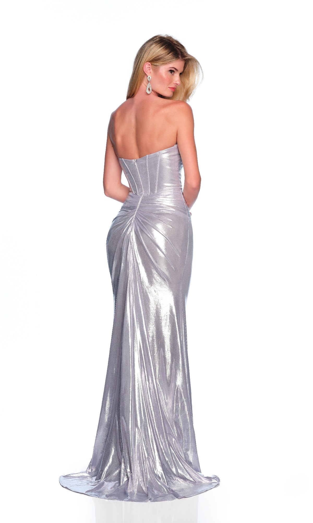 Long Silver Prom Dress: Dave & Johnny 12330