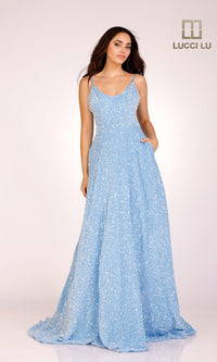 A-Line Sequin Long Prom Dress: Lucci Lu 1273