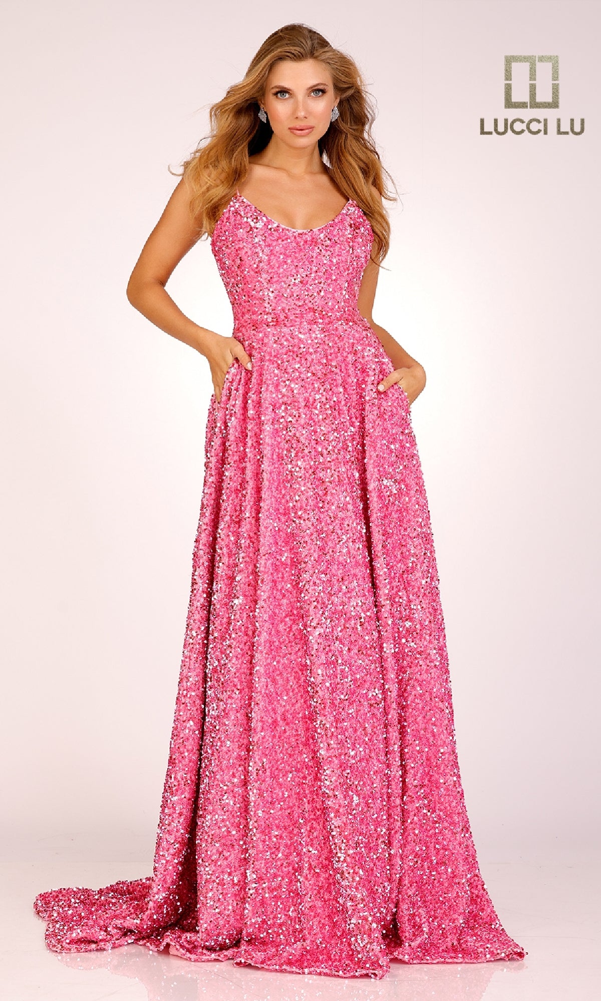 A-Line Sequin Long Prom Dress: Lucci Lu 1273