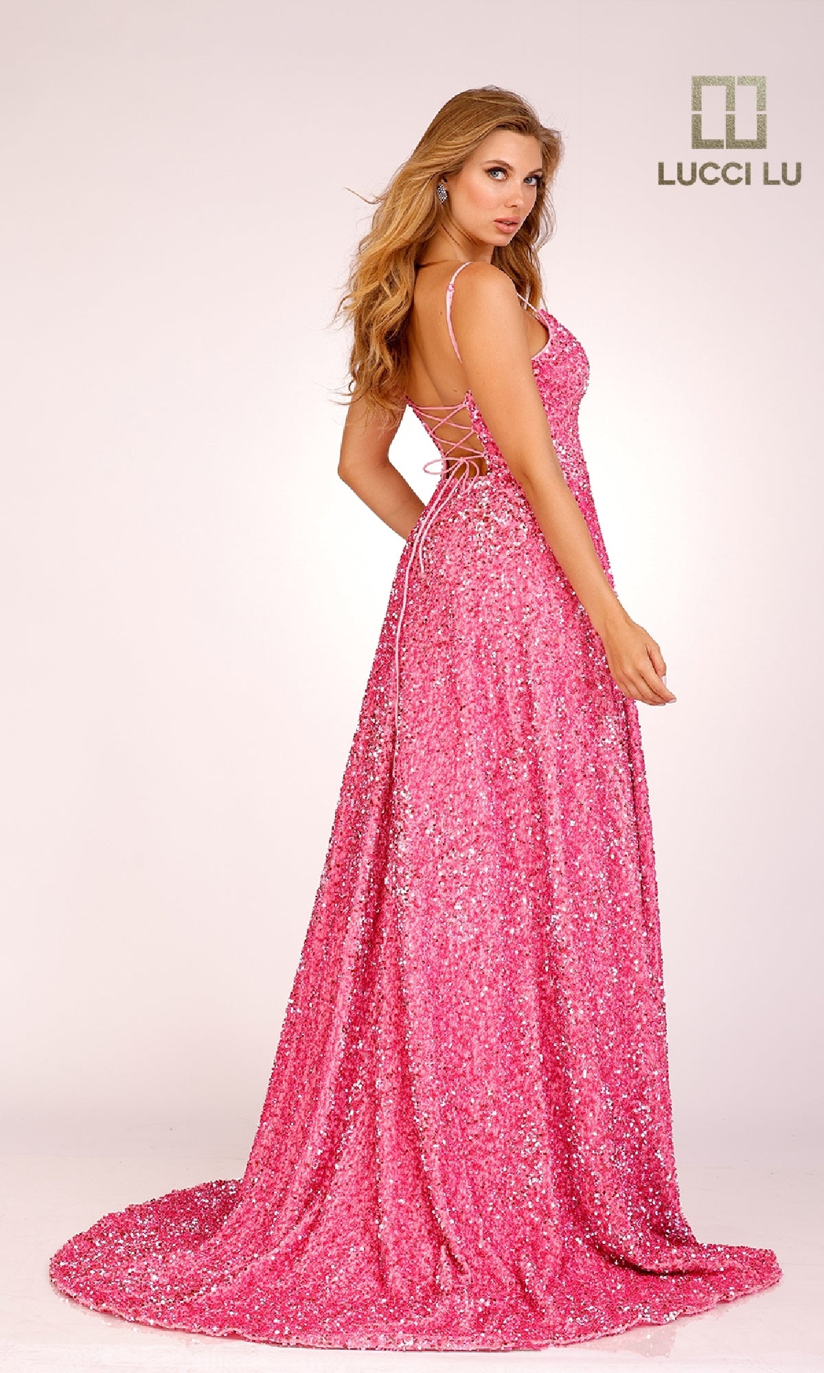 A-Line Sequin Long Prom Dress: Lucci Lu 1273