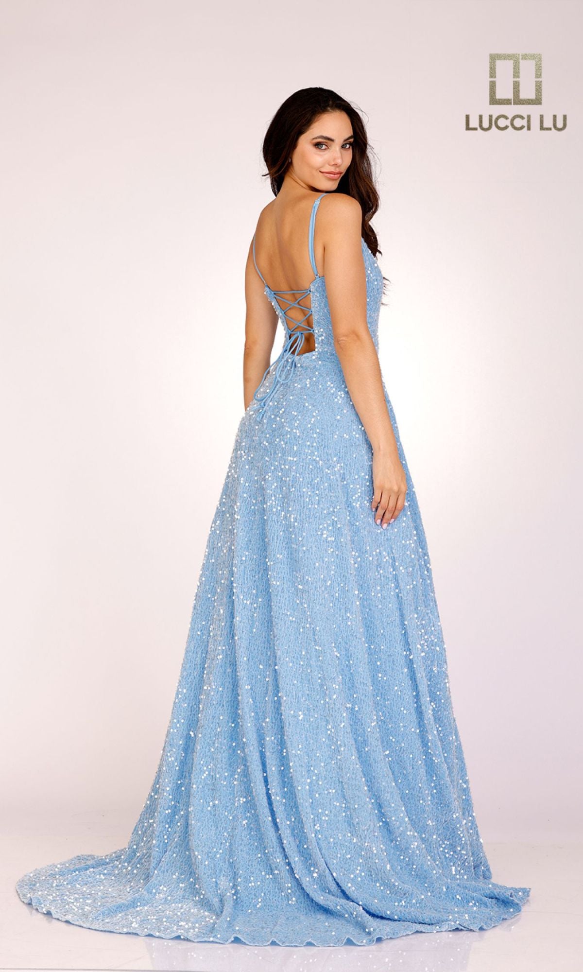 A-Line Sequin Long Prom Dress: Lucci Lu 1273