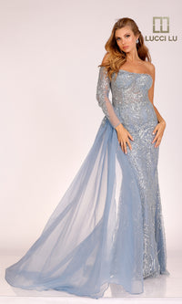 Light Blue Long Formal Dress: Lucci Lu 1285