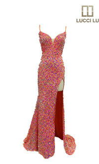 Sequin Open-Back Prom Dress: Lucci Lu 1291