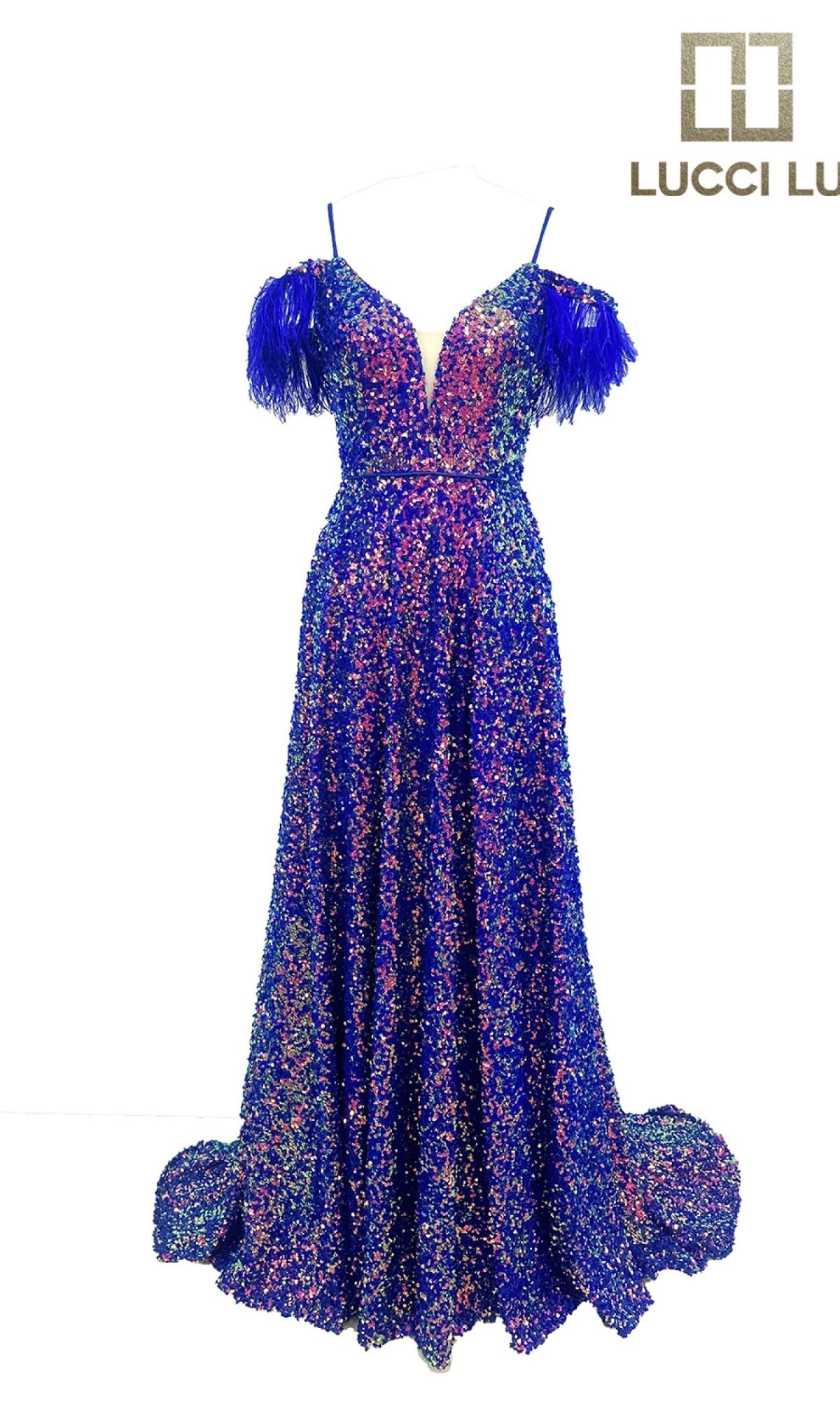 A-Line Sequin Long Prom Dress: Lucci Lu 1305