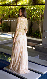 Modest Long Beaded Prom Dress: Primavera 13120