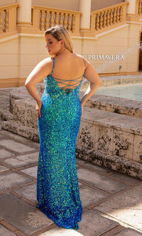 Primavera Plus-Size Long Sequin Prom Dress 14042