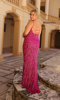 Primavera Plus-Size Long Beaded Prom Dress 14045