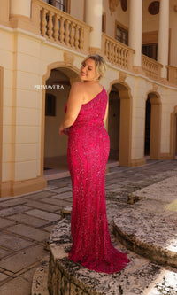 Primavera Plus-Size One-Shoulder Prom Dress 14047