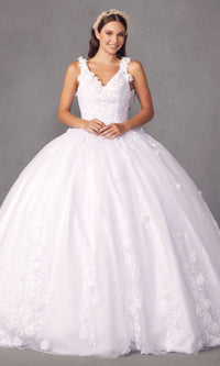 Juliet 1437W Traditional White Quinceañera Dress